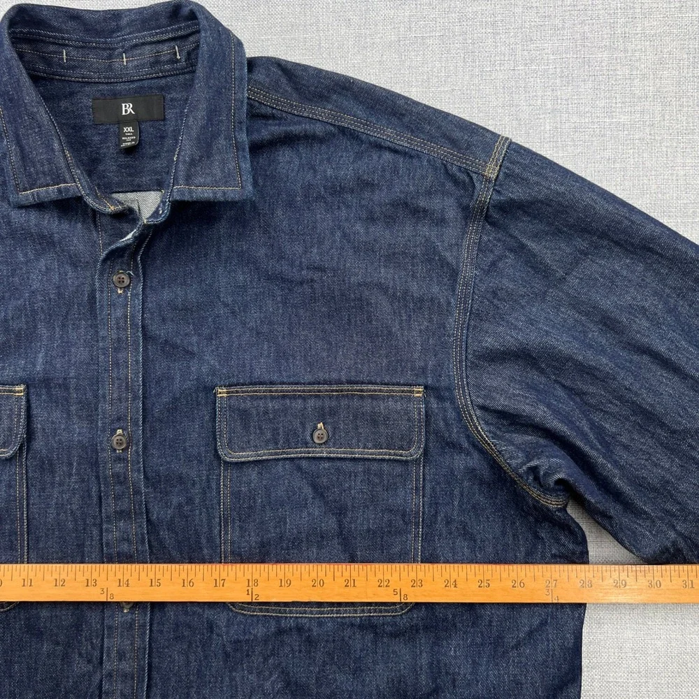 Banana Republic Denim Overshirt Men XXL Tall Blue Relaxed Fit Workwear Dark Wash